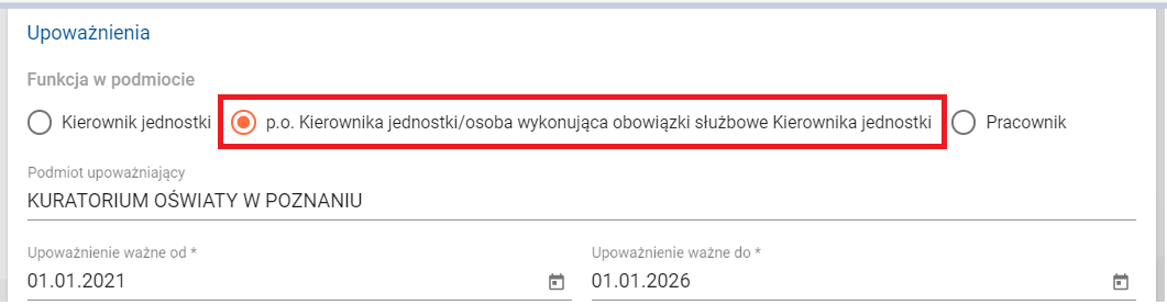 widok formularza wyboru zakresu dostępu nr 2