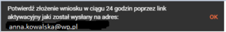 widok na komunikat potwierdzający złożenie wniosku 