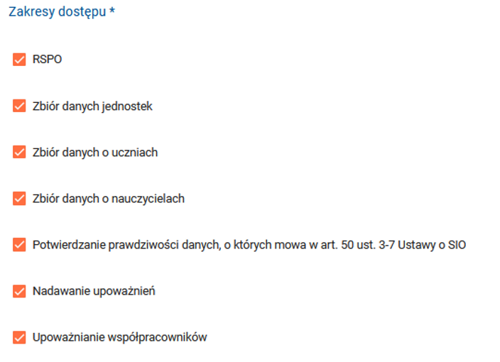 widok okna z zakresem dostępu do wybrania