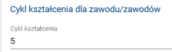 Okno z polem do wykazania cyklu kształcenia