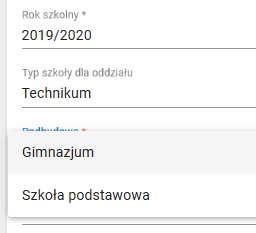 Okno z wyborem podbudowy