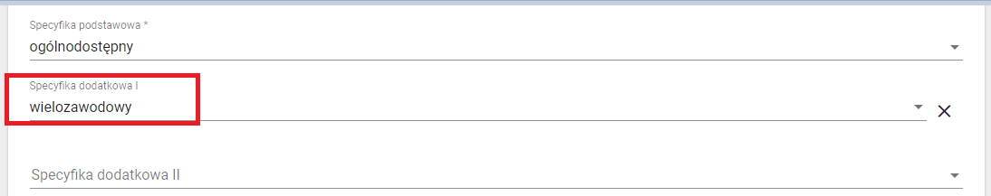 Okno z zaznaczoną specyfiką dodatkową – wielozawodowy