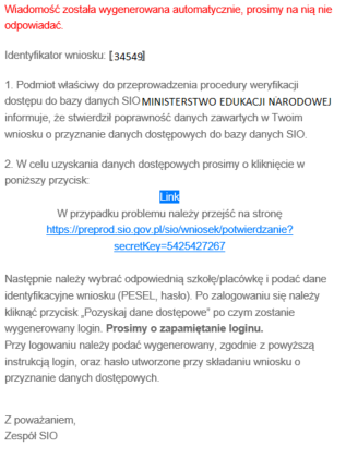 treść maila po zaakceptowaniu wniosku