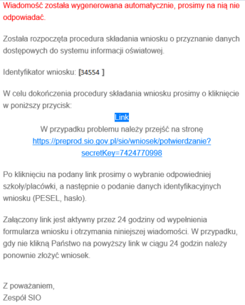 treść maila z aktywnym linkiem