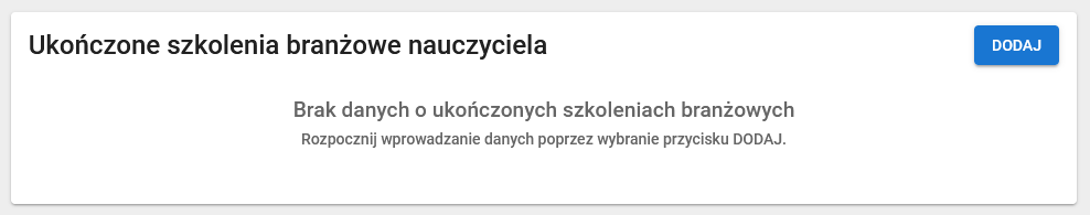 okno z widokiem na pusty panel danych po usunięciu