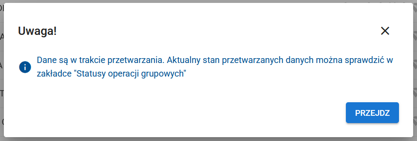 komunikat o stanie przetwarzania danych