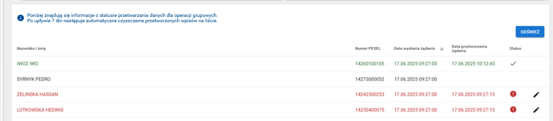 okno z wpisem do ponownego przetworzenia