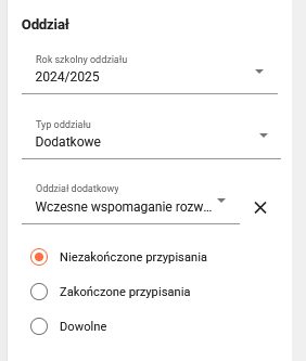 widok na zaznaczone filtry