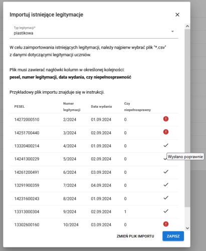 widok na przetwarzana dane 