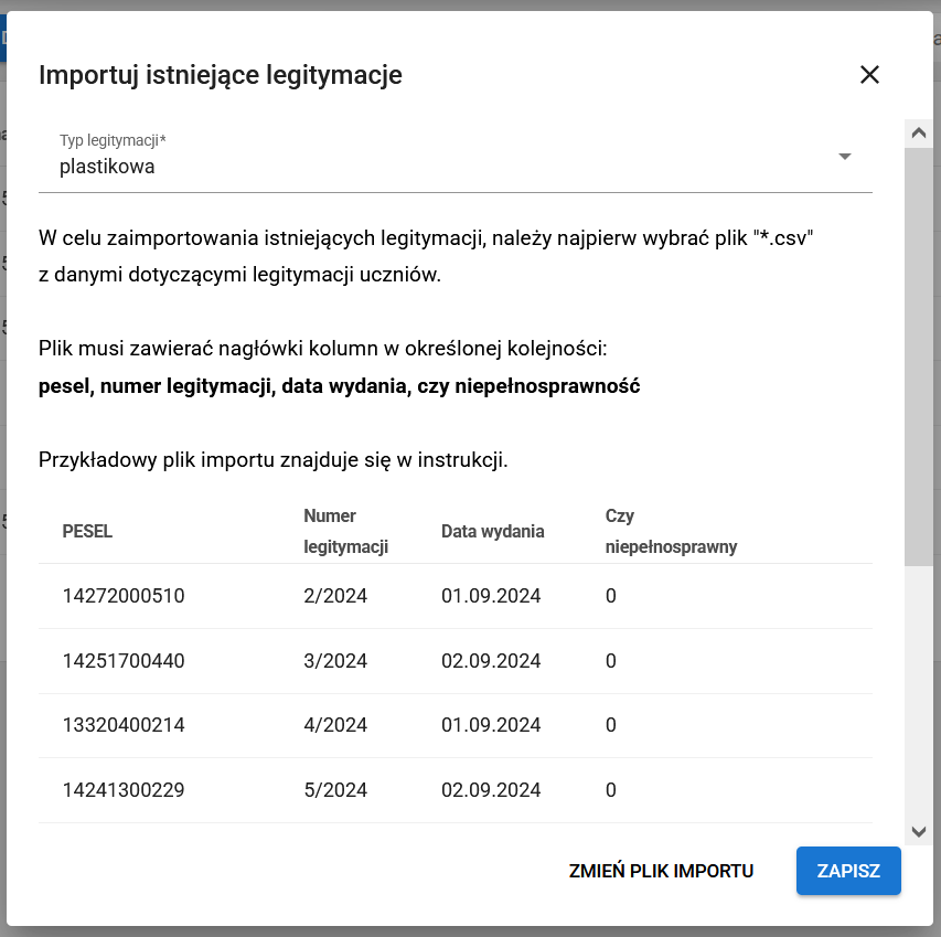 zaczytane dane z pliku 
