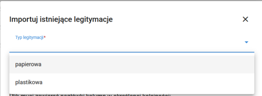 oko z widokiem na wskazanie rodzaju typu legitymacji do importu
